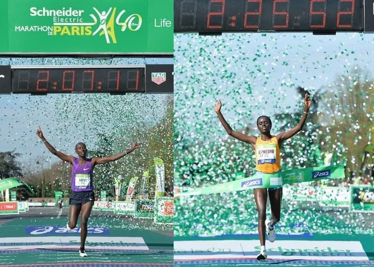 Pobednici pariskog maratona – Ciprijan Kotut i Vislin Džepkešo, oboje iz Kenije